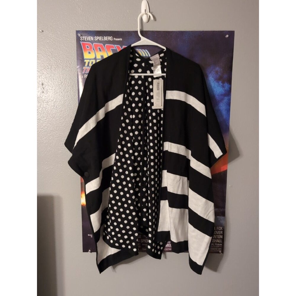 Chico's Reversible Ruana Dot Stripe Cardigan Size S/M NWT